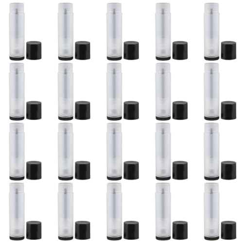 DECORNIJIA 20個 用透明リップグロスチューブ ブラック蓋付き 軽量リップバーム容器 転式持ち運び便利 詰め替え可能化粧品ケース