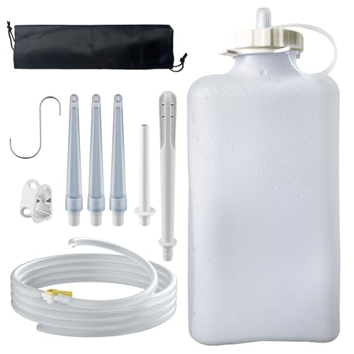 Image of Silicone Enema Bag Kit, 2 Quart Capacity, 6.3ft Hose, 5 Enema Tips, Flow Valve Coffee enemas for Colon Cleanse Men and Women