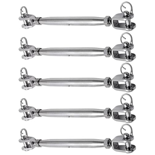 Pack de 5 Tensores de Quijada en Acero Inoxidable para Cables de Cuerda, Herramienta Ajustable de Alta Resistencia para Marina y Rigging