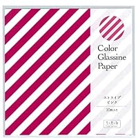 ストライプペーパークラフト用紙 Amazon | グラシン紙【ストライプ 3色アソート】折り紙サイズ 透ける