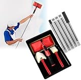 Paint Pad Set, 7 Inch Paint Pads for Walls and Ceilings Paint Edger Tool with 124cm Extender Pole and Paint Tray for Decorating Wall Corner Wooden Decks