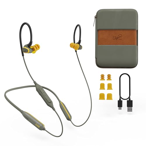 Elgin Rumble Bluetooth Earplug Earbuds, 27 dB Noise Reduction Wireless Headphones with Noise Cancelling Mic, 20 Hour Battery Life, IP67 Waterproof, OSHA Compliant Hearing Protection for Work