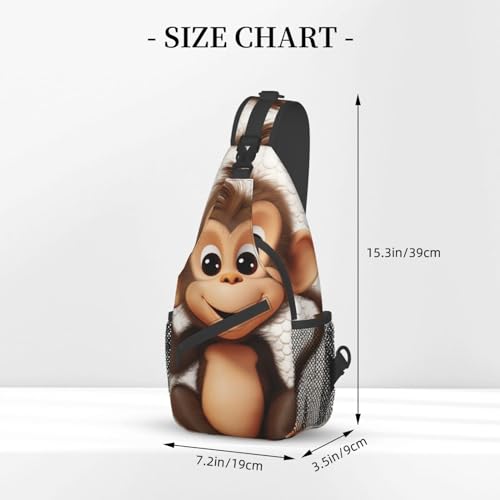 Sling Bag para hombres y mujeres con diseño mono miniatura 3