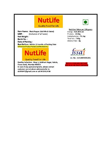 Image of NutLifefresh Black Pepper (Kali Mirch Sabut) 250g