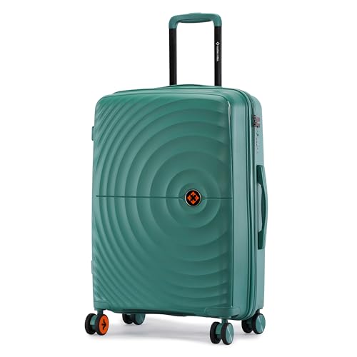 Image of Nasher Miles Seattle Hard-Sided Polypropylene Check-in Luggage 24 inch | 65cm | 8 Wheels Medium Trolley Bag for Travel | Suitcase (Dark Green)