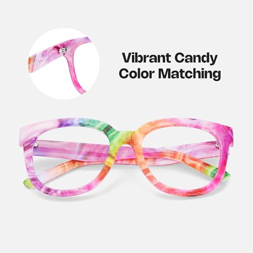 Image of Zeelool Oversized Blue Light Glasses for Women Square Candy Eyeglasses Stylish Full Rim Designer Eyewear Anti Eyestrain & UV JGP049594-13B
