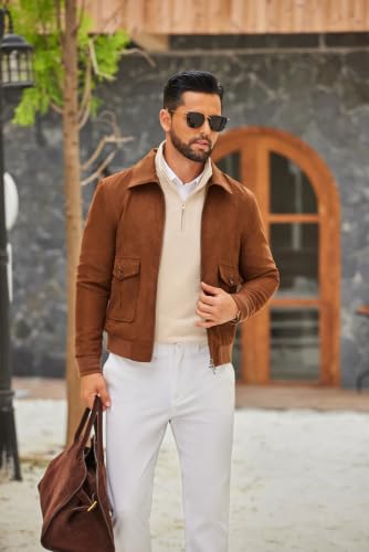 COOFANDY Men's Quarter Zip Pullover Sweatshirt Mock Neck Quilted Sweatshirt Lightweight Casual Long Sleeve Polo Shirt — view 4