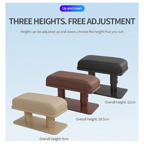 Image of Car Armrest Elbow Rest for Skoda Kylaq 2024 -,Leather Booster Pad Left Elbow Support Side Booster Pad Adjustable Armrest Car Interior Accessories,F