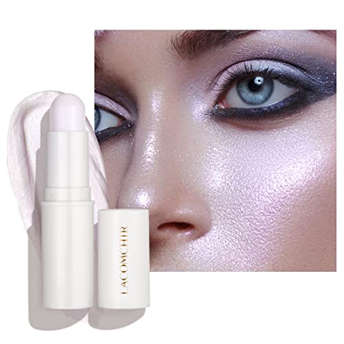 Lacomchir Cream Highlighter Stick Face&Body Luminizer Moisture Weightless Highlight Shinelighter Vegan & Cruelty Free,0.23Oz (02-Mcf) #TOP17
