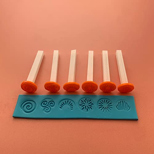 Texture Tips Stamps Sparkle Spirals of 6 Small Stamp Set for Polymer Clay and Mixed Media