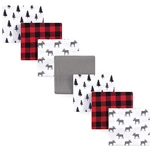 Image of Hudson Baby Unisex Baby Cotton Flannel Receiving Blankets Bundle, Moose, One Size