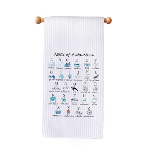 JXGZSO Antarctica Geography Travel Kitchen Towel Antarctica Travel Souvenirs Gift ABCs of Antarctica Tea Towel (Antarctica Towel)
