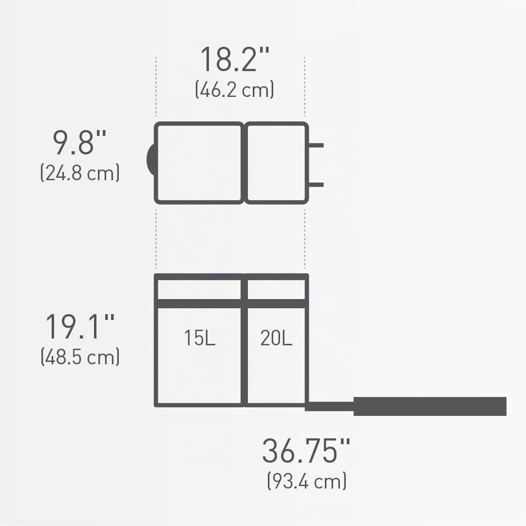 simplehuman CW1016 35 Liter (20/15) ausziehbarer Schrank-Recycler Mülltrennsystem 2 Fach Einbau Abfallsammler Abfalleimer Mülleimer Küche Mülltrennung, strapazierfähiger Stahlrahmen, 5 Jahre Garantie