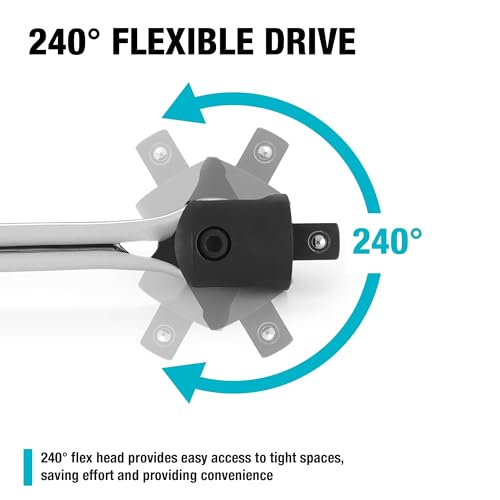 DURATECH 1/2" Heavy Duty Breaker Bar, 600mm Breaker Bar,Knuckle Breaker Flexi Bar, Flexible Handle Breaker Bar, Socket Wrench for Wheel Nut Spanner (Natural) - Image 3