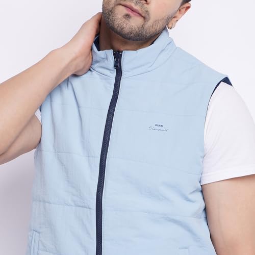 Image of Duke Men's Polyester Stardust Sleeveless Reversible Jacket (SDZ3054 Sky Blue XL), Standard Length