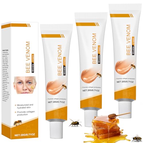 Veneno de Abeja Crema - 3 Piezas 20g Bee Venom Humectante Antiarrugas, Crema Antiarrugas de Veneno de Abeja para Todo Tipo de Piel