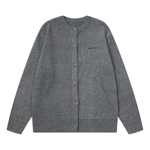 Men Knit Embroidery Sweater Single Breasted Spring Casual Knitwear Crew Neck Knitted Cardigan