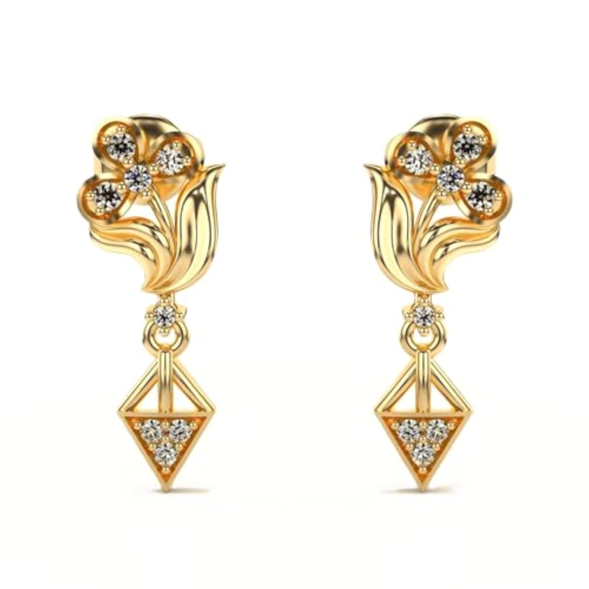 Women's Sterling Silver & Lab Grown Diamond 0.18cts Elegant Yellow Earrings