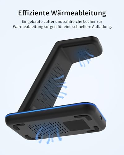 JoyGeek 3 in 1 Induktive Ladestation für Samsung, Wireless Charger für Samsung S24/S23/S22/S21/Z Flip/Fold, Induktionsladegerät für Galaxy Watch 6/5/4, Kabelloses Ladegerät für Galaxy Buds-Schwarz – Bild 6