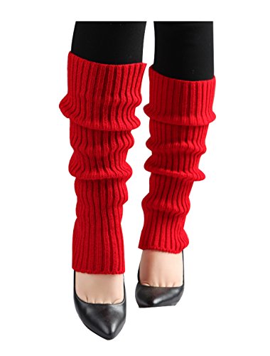 Image of uxcell Women's Knitted Design Solid Warm Thick Knee High Length Ribbed Leg Warmers