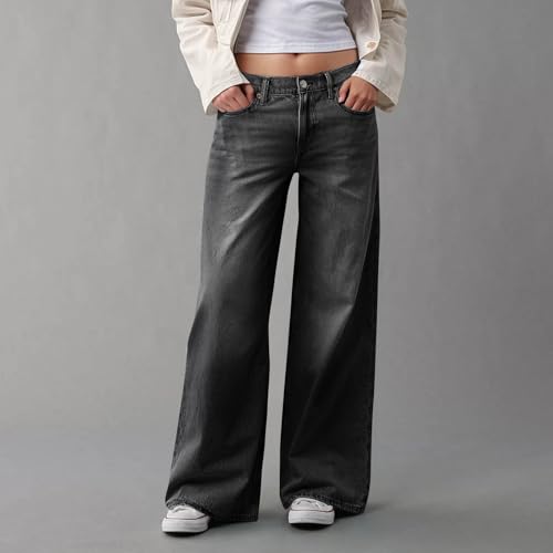 Women Baggy Jeans Low Rise Wide Leg Jeans Trendy Stretchy Straight Leg Boyfriend Jean Loose Casual Denim Pants4