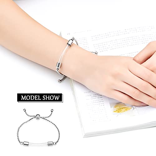 Constantlife Stainless Steel Cremation Bracelet For Ashes - Transparent Glass Tube Urn Bangle Memorial Jewelry For Men Women (Silver-1) #TOP4