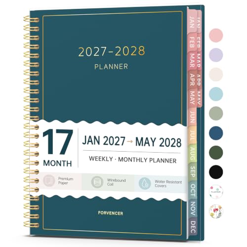 2027 Planner, Forvencer 17 Month Calendar Planner, Jan 2027-May 2028, 6"x8"