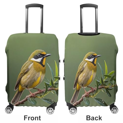 Anti-Scratch Luggage Cover Outdoor Olive Green Flowering Birds Printed Luggage Case Protector Washable Suitcase Covers Elastic Suitcase Protector for Size XL (30-32 inches) Luggage3