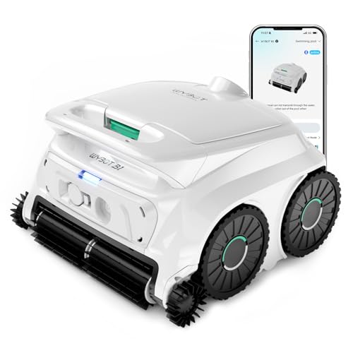 Image of WYBOT B1 Robotic Pool Cleaner, Floor and Wall Cleaning, Cordless Vacuum for Inground & Above Ground, Smart Navigation, Self-Parking, White Green