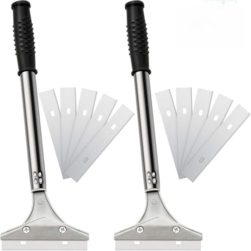 Mudder 4 Inch Razor Blade Scraper Tool Wallpaper Floor Tile Paint Removal Smoothing Scraper Tool with Replacement Blade for Removing Wallpaper Sticker Glue Floor Adhesive(Black,3 Pcs)