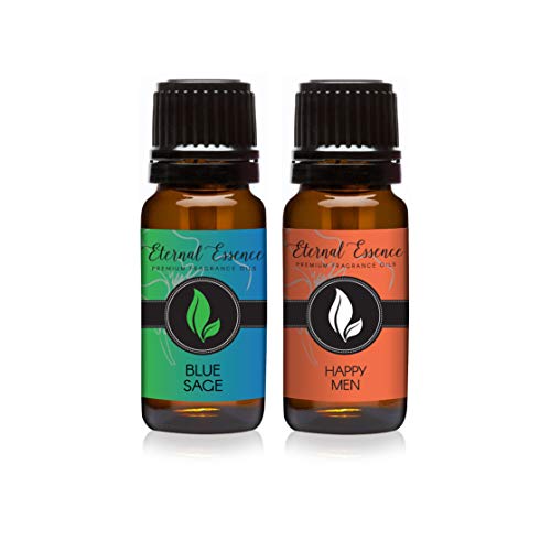 Image of Eternal Essence Oils 2 Pack 10ml Premium Fragrance Oil - Blue Sage & Happy Men - for Candle, Soap Making, Aromatherapy, Diffusers, Home Care, & Humidifiers