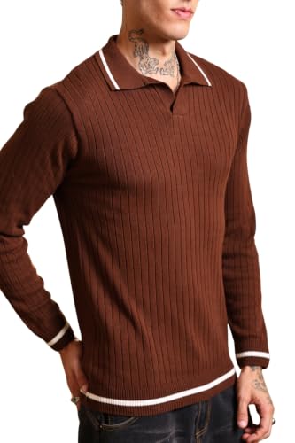 Image of Kvetoo Full Sleeve Winter Wear Woolen Collar Polo Sweater for Men