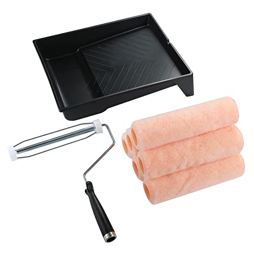 Paint Roller Set -9" inch Paint Roller Frame, Paint Tray, Cover Refills,Paint Sleeves and Paint Supplies - All in One Paint Roller Kit for Decorating Walls and Home