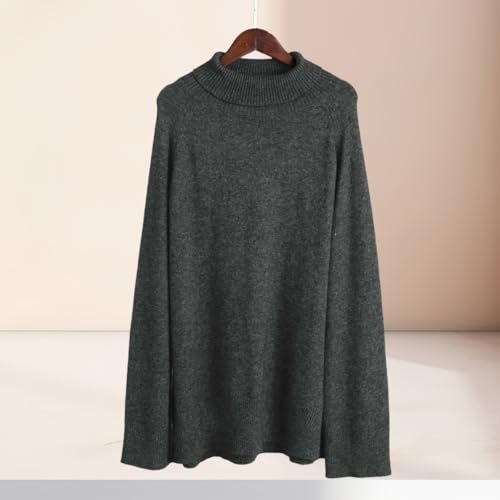 Suéter de punto para mujer JYHBHMZG holgado de cuello alto para otoño 7