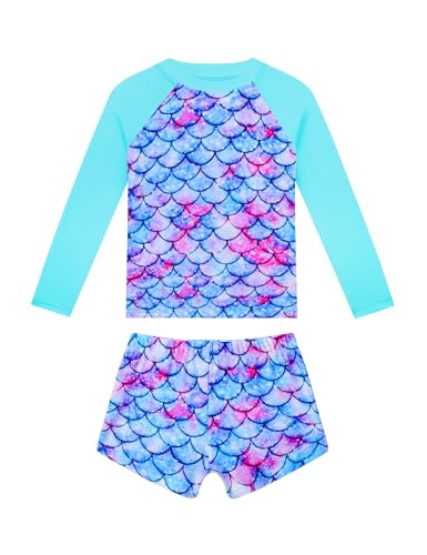 Girls Rash Guard Swimsuit Long Sleeve Bathing Suits Two Piece Summer Beach Swimwear