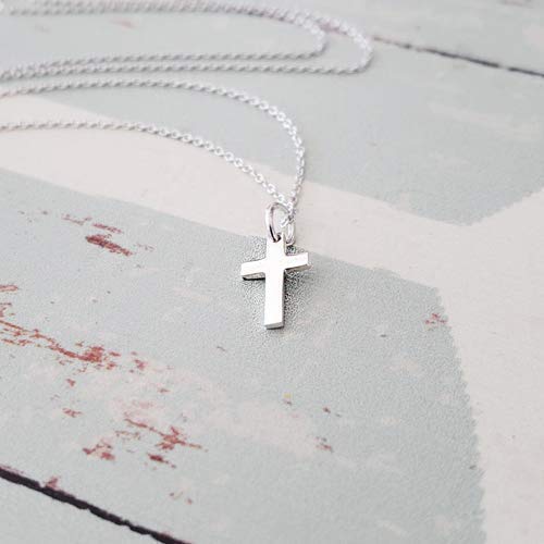 Miniatura 6 de Sterling Silver Tiny Cross Charm Necklace 18"