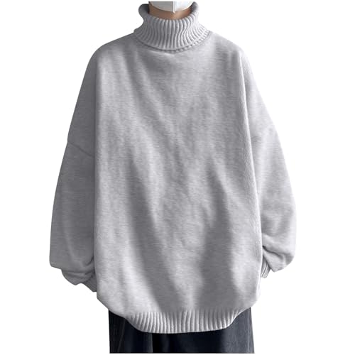 Mens Pullover Sweater Comfy Turtleneck Warm Knitwear Oversized Winter Fashion Y2k Preppy Jumper Long Sleeve Basic Tops