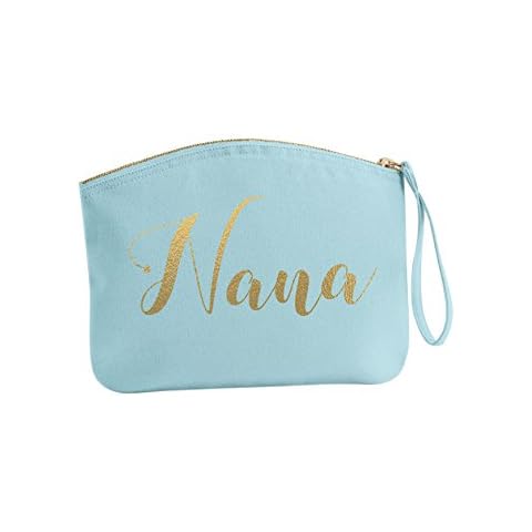 Treat Me Suite Organic Cotton Nana Nan Wristlet Make Up Bag, Nan Accessory Bag in Lots of Colours The for Christmas, Birthdays Weddings Mothers Day (Baby Blue) Cover