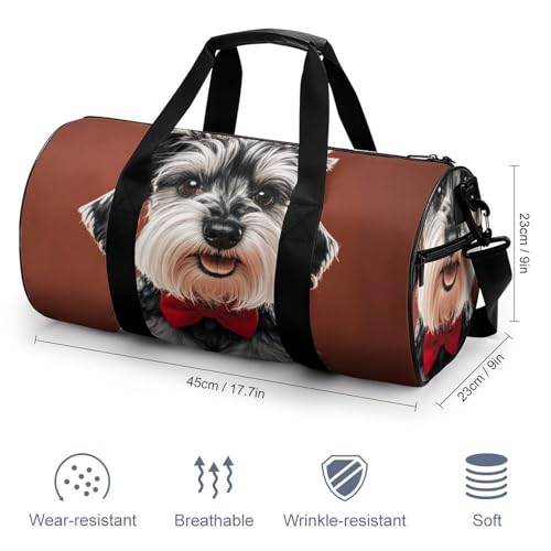 Gym Bags Small Oil Cute Schnauzer Dogs Duffel Bag Overnight Bag with Shoe Compartment Carryon Bag for Men Women2