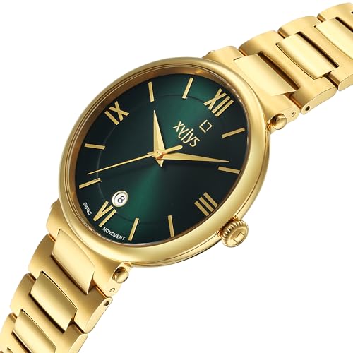 Image of Xylys Quartz Analog with Date Green Dial Golden Stainless Steel Strap Watch for Men