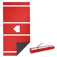 VEVOR Baseball-Schlagmatte Trainingsmatte (366 x 183 cm) Trainingspad Schlagkäfigmatte, Baseballmatte mit Home Plate & Anti-Fade-Rasen, tragbare Trainingshilfe Softballmatte Outdoor, Rot