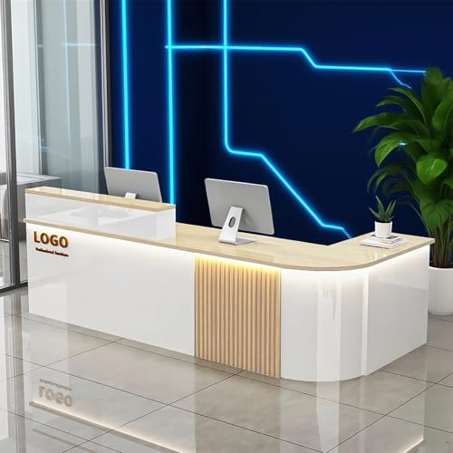 Reception Desk with Counterr, Lockable Drawers and Storage,Shopping Mall Office Cashier Receptionist Desk for Receptionists in Offices, Retail Stores, Lobbies, Shops