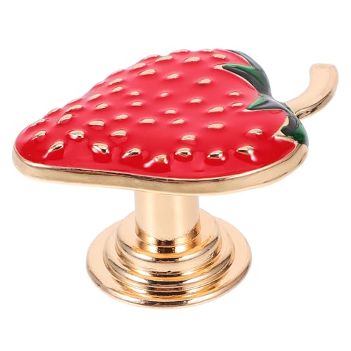 Mikikit Strawberry Cabinet Knobs 2Pcs Small Drawer Pull Handles for Cupboard Wardrobe Dresser Furniture Hardware Easy Grip Decorative - Image 4