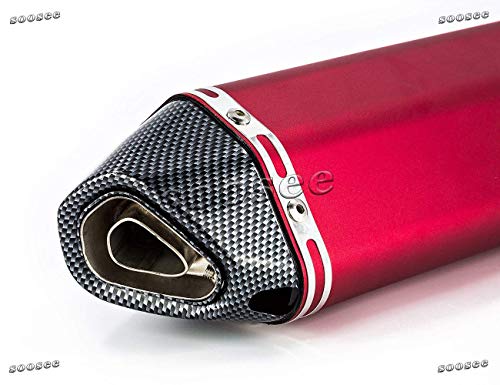 Soosee Universal Red Carbon Fiber 1.5-2" Inlet Motorcycles Scooters Exhaust Muffler Pipe with Removable DB Killer for Z750 CBR125 CB400 Z800 ZX-6R ZX-10R GSXR