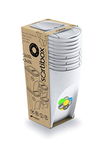 Prosperplast Sortibox recyclingemmer van kunststof in wit, 120 l (35 x 2) en 25 x 2 liter - Image 4