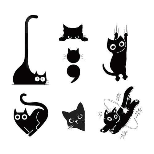 WEEKINK Black Cat Temporary Tattoos – 7 Unique Cat Designs,