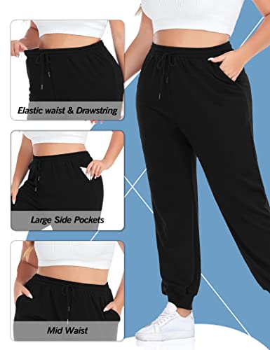 COOTRY Plus Size Sweatpants for Women Loose Elastic Waist Drawstring Joggers Workout Lounge Pants With Pockets4