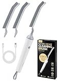 PalNests Elettrica Spazzola per la Pulizia Delle Fessure, Setola Dura Multifunzionale a Forma di V - Spazzola per Stucco Angoli, 3 Velocità con Luce LED, per Casa, Cucina, Lettiera Gatti, Bagno, Auto