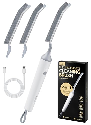 PalNests Elettrica Spazzola per la Pulizia Delle Fessure, Setola Dura Multifunzionale a Forma di V - Spazzola per Stucco Angoli, 3 Velocità con Luce LED, per Casa, Cucina, Lettiera Gatti, Bagno, Auto