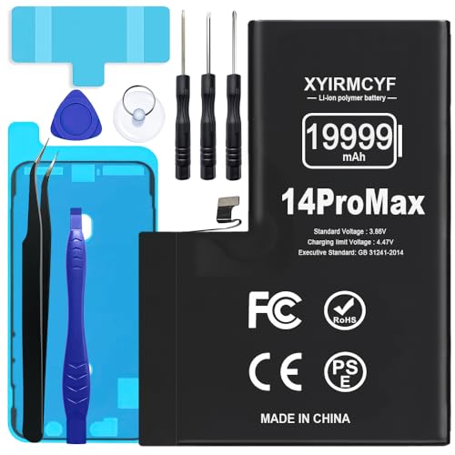 XYIRMCYF 19999mAh Super Capacity Battery Compatible with iPhone 14 Pro Max 0 Cycle Li-Polymer Replacement Battery for iPhone 14 Pro Max with Professional Repair Tool Kit